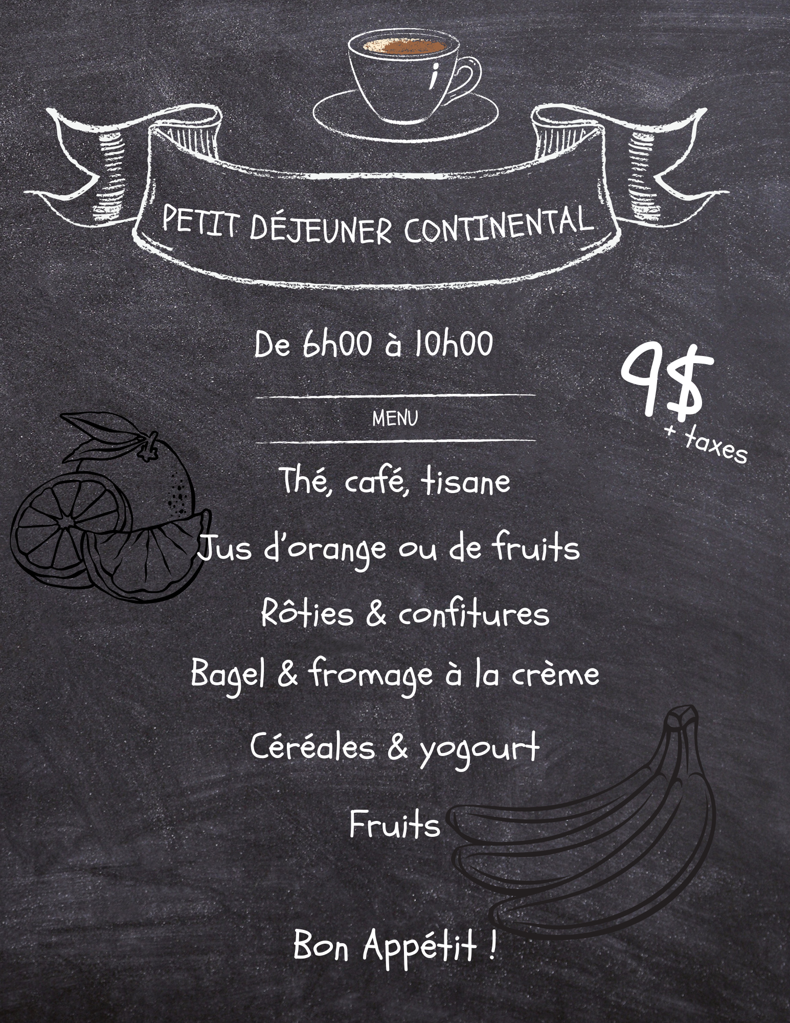 Carte de Petit Déjeuner