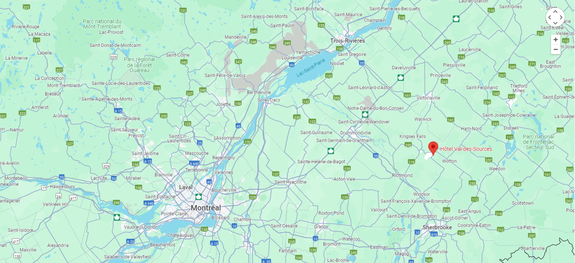 Map showing location of Hôtel Val-des-Sources